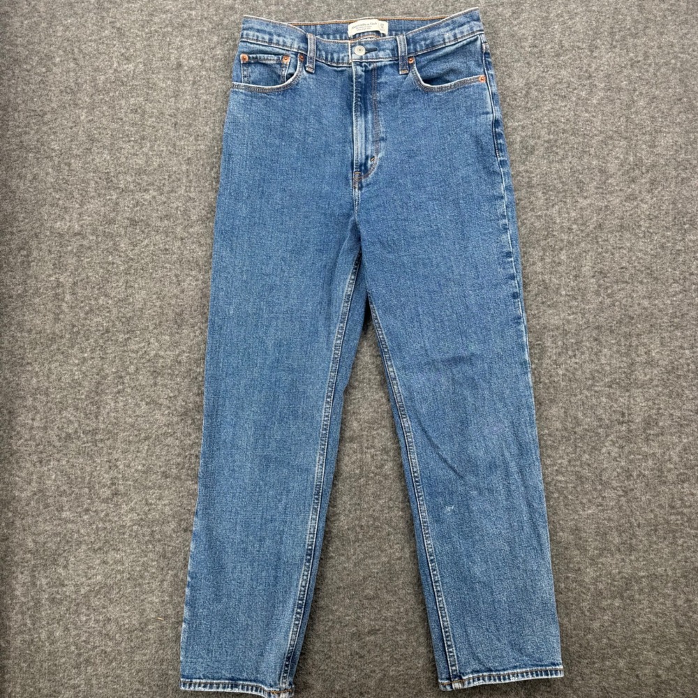 Abercrombie & Fitch Ankle Straight Ultra High Rise Blue Jeans Size 29 Crop Mom